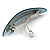 Pastel Blue Acrylic Oval Barrette/ Hair Clip In Silver Tone - 95mm Long - view 5