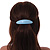 Pastel Blue Acrylic Oval Barrette/ Hair Clip In Silver Tone - 95mm Long - view 2