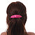Magenta Acrylic Oval Barrette/ Hair Clip In Silver Tone - 95mm Long - view 2