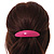 Magenta Acrylic Oval Barrette/ Hair Clip In Silver Tone - 95mm Long - view 3