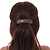 Chocolate Brown Сheckered Print with Glitter Acrylic Square Barrette/ Hair Clip In Silver Tone - 90mm Long - view 2