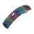 'Rainbow' Glitter Acrylic Square Barrette/ Hair Clip In Silver Tone - 90mm Long