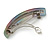 'Rainbow' Glitter Acrylic Square Barrette/ Hair Clip In Silver Tone - 90mm Long - view 6