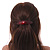 Red/ Black Acrylic Oval Barrette/ Hair Clip In Silver Tone - 90mm Long - view 2