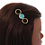 Gold Tone Triple Circle Pastel Blue Enamel Hair Slide/ Grip - 70mm Across - view 3