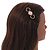 Gold Tone Triple Circle Pastel Pink Enamel Hair Slide/ Grip - 70mm Across - view 2