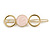 Gold Tone Triple Circle Pastel Pink Enamel Hair Slide/ Grip - 70mm Across - view 4