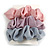 Pack Of 3 Pastel Pink/ Grey/ Purple Satin Hair Scrunchies - Medium Thickness Hair - view 3