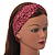 Burgundy Red/ White Floral Twisted Fabric Elastic Headband/ Headwrap - view 2
