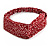 Burgundy Red/ White Floral Twisted Fabric Elastic Headband/ Headwrap
