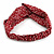 Burgundy Red/ White Floral Twisted Fabric Elastic Headband/ Headwrap - view 6