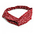 Burgundy Red/ White Floral Twisted Fabric Elastic Headband/ Headwrap - view 7