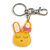 Cute Lettuce Green Plastic Bunny Key-Ring With Crystal Bow - view 4