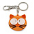 Plastic Funky Cat Key Ring/Handbag Charms (Brown)