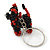 Black/ Red Glass Bead Scottie Dog Keyring/ Bag Charm - 8cm Length - view 3
