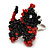 Black/ Red Glass Bead Scottie Dog Keyring/ Bag Charm - 8cm Length - view 2