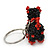 Black/ Red Glass Bead Scottie Dog Keyring/ Bag Charm - 8cm Length - view 4