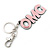 'OMG' Light Pink Plastic Rhodium Plated Keyring/ Bag Charm - 105mm Length - view 2