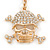 Clear Crystal Skull & Crossbones Keyring/ Bag Charm In Gold Tone - 12cm L - view 2