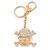 Clear Crystal Skull & Crossbones Keyring/ Bag Charm In Gold Tone - 12cm L - view 6