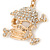 Clear Crystal Skull & Crossbones Keyring/ Bag Charm In Gold Tone - 12cm L - view 3