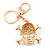 Clear Crystal Skull & Crossbones Keyring/ Bag Charm In Gold Tone - 12cm L - view 4
