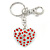 Rhodium Plated Red Crystal Puffed Heart Keyring/ Bag Charm - 100mm L - view 6