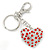 Rhodium Plated Red Crystal Puffed Heart Keyring/ Bag Charm - 100mm L