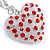 Rhodium Plated Red Crystal Puffed Heart Keyring/ Bag Charm - 100mm L - view 5