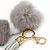 Ivy Grey Faux Fur Pom-Pom and Light Metallic Silver Faux Leather Tassel Gold Tone  Key Ring/ Bag Charm - 21cm L - view 3