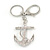 Clear Crystal Anchor Keyring/ Bag Charm In Silver Tone - 14cm L - view 2