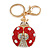 Red/ Ab Crystal Ladybug Keyring/ Bag Charm In Gold Tone Metal - 8cm L