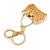 Clear/ AB Crystal, Black Enamel Puffed Bag Keyring/ Bag Charm In Gold Tone - 9cm L - view 5