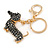 Hematite Crystal Badger-Dog Keyring/ Bag Charm In Gold Tone Metal - 7cm L - view 4