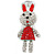 Clear/ Red Crystal Happy Easter Bunny Keyring/ Bag Charm In Silver Tone Metal - 10cm L - view 3