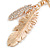 Clear Crystal Feather Keyring/ Bag Charm In Gold Tone Metal - 13cm L - view 3