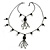 Black Long Double Tassel Fashion Necklace