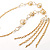 Gold Long Tassel Imitation Pearl Costume Necklace - view 6