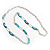 Long Oval Link Enamel Fashion Necklace (Glittering Blue) - view 5
