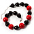 Black&Red Resin Beaded Choker Necklace (Silver Tone) - view 7