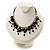 Black Shell Composite Charm Leather Style Necklace (Silver Tone) - view 2