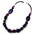 Purple Wood Bead Black Faux Leather Necklace - 76cm L - view 7