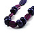 Purple Wood Bead Black Faux Leather Necklace - 76cm L - view 3