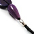 Purple Wood Bead Black Faux Leather Necklace - 76cm L - view 8