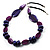 Purple Wood Bead Black Faux Leather Necklace - 76cm L - view 2