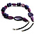Purple Wood Bead Black Faux Leather Necklace - 76cm L - view 6