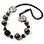 Stylish Animal Print Wooden Bead Necklace (Grey & Black) - 70cm L