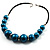 Glittering Teal Wood Bead Leather Cord Necklace - view 9