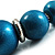 Glittering Teal Wood Bead Leather Cord Necklace - view 4