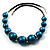 Glittering Teal Wood Bead Leather Cord Necklace - view 10